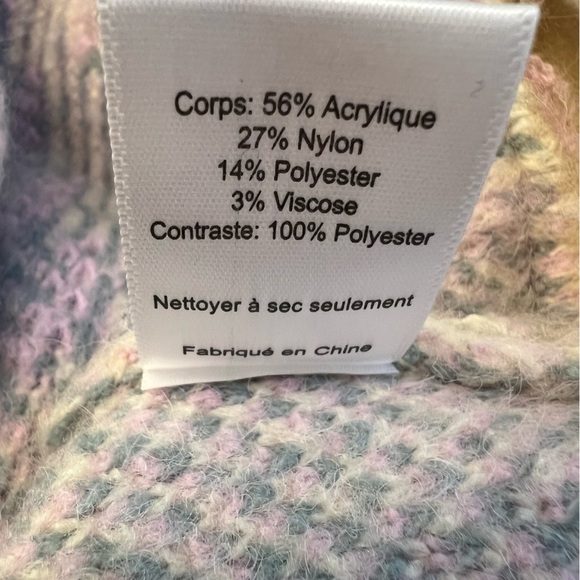 NWT LUSH Lightweight Jacquard Sherpa lined Sweater Jacket Cream/Lilac Size Med. - Picture 9 of 13